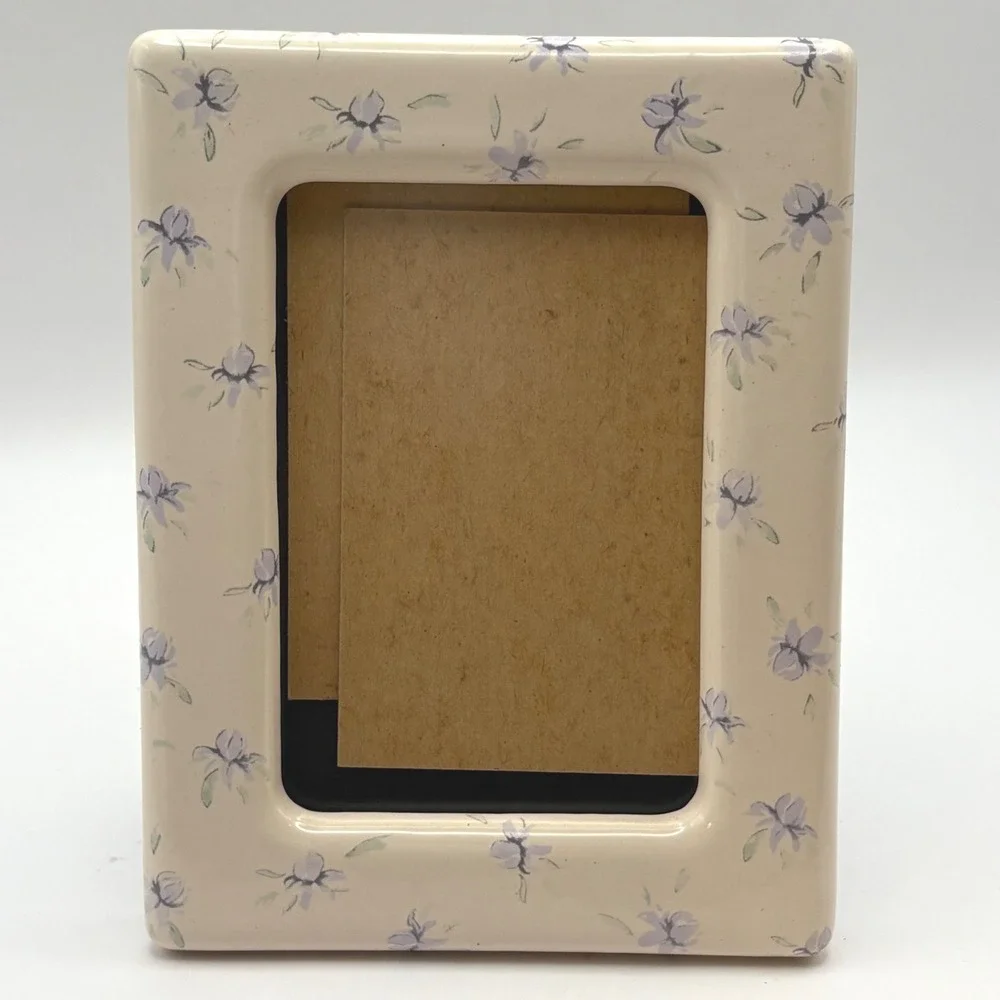 Vtg 1981 Hallmark Ceramic Picture Frame Orchid Floral Coquette Cottagecore 3